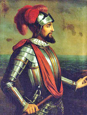 Vasco Nuñez de Balboa con armadura